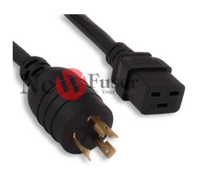 8120-6903 Power cord (Black) - 12 AWG, 4.5m (14.8ft) long - Has NEMA L6-20P locking-type male plug, and IEC C19 straight female receptacle (for 250VAC in the United States, Canada, and Japan) - (Feller and Neumayer L6/20-SJT3X12AWG-C19/4.5M)