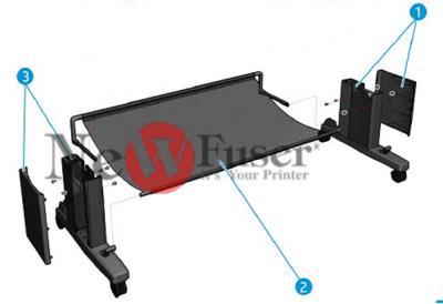 CR357-67064 Basket output tray assembly and T9x0/Tx500 Stand (updated to include T9x0/Tx500 Stand) Where paper rest after it has been printed