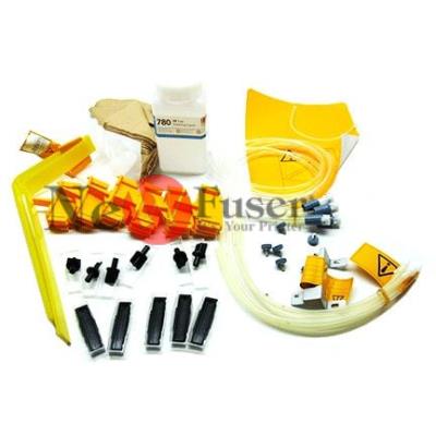 Q6670-60083 8000s transportation kit Dummy Printheads Refill tubes Ink Cartridge connectors Carriage locking plate with screws, blue fixing screws from center platen, printheads bags capping Yellow label from center platen. Includes  cap Cleaning liquid.