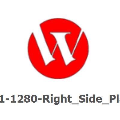 RC1-1280-Right_Side_Plate Black molding with 3 screws and circular end. items sits on the Right Side Plate Assembly (4 used on printer). Part installs infront of Developing motor gears. 