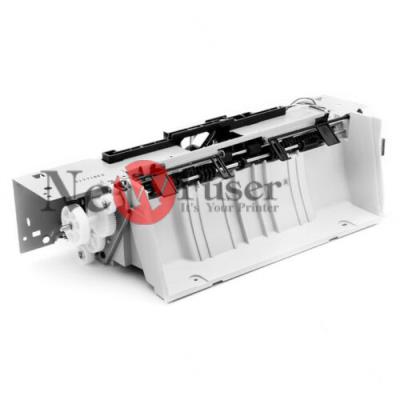 RG5-5643-060CN Delivery assembly - Includes the curved plastic structure, various rollers and gears, and the L shaped metal support structure with three fans