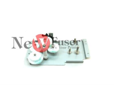 RM1-1500-000CN Fuser drive side plate assembly - Drive gear assembly and mounting plate for fuser - Located on right side of printer