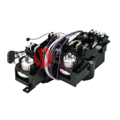 RM1-2969-000CN Lifter drive assembly - Includes photosensor, grounding plate, push switch, front gear box, rear gear box, gears, springs, E-ring, lifter plate, input gear shaft, cassette size cable, and screws